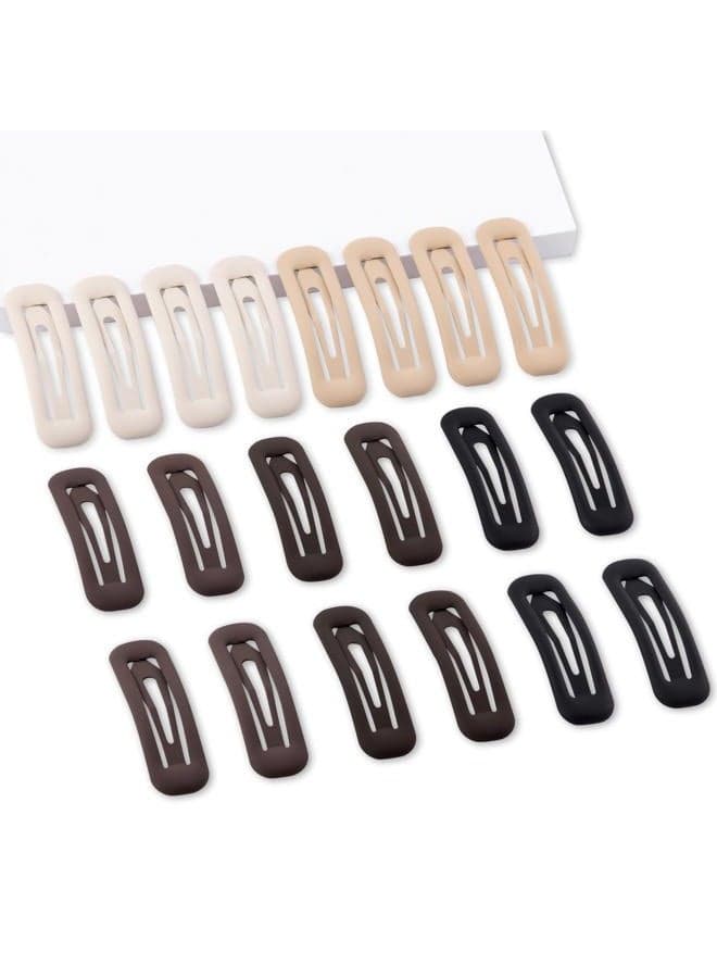20 PCS Rectangle Small Hair Barrettes For Women Non Slips Snap Clips For Thin Fine Hair,Matte Black Brown Beige,1.97 x 0.55Inch