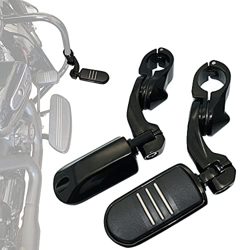 FOVPLUE 1.25" Highway pegs,Motorcycle Angled Adjustable Highway Footpegs for Harley Davidson Touring Road King Road Glide Street Glide Electra Glide Softail Sportster with 1 1/4" Highway Bar Black