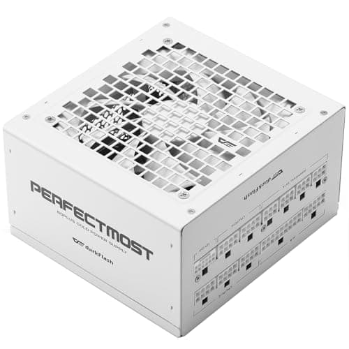 darkFlash PMT750 Fully Modular Power Supply ATX 3.1& PCIe 5.1 Ready, 12VHPWR Cable Included, 100% Japanese 105°C Capacitors, 80 Plus Gold Gaming PSU, Compact 150mm Size, 5 Year Warranty(White)