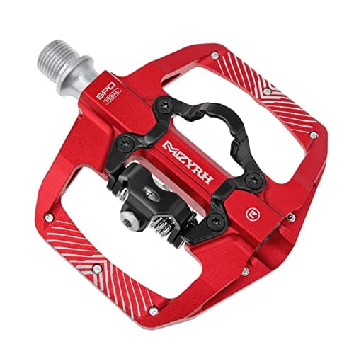 MZYRH Pedal,MTB Mountain Bike Pedals Compatible with Dual Function Sealed Clipless Aluminum 9/16" Bicycle Flat Platform with Cleats for Road, MTB (Red)