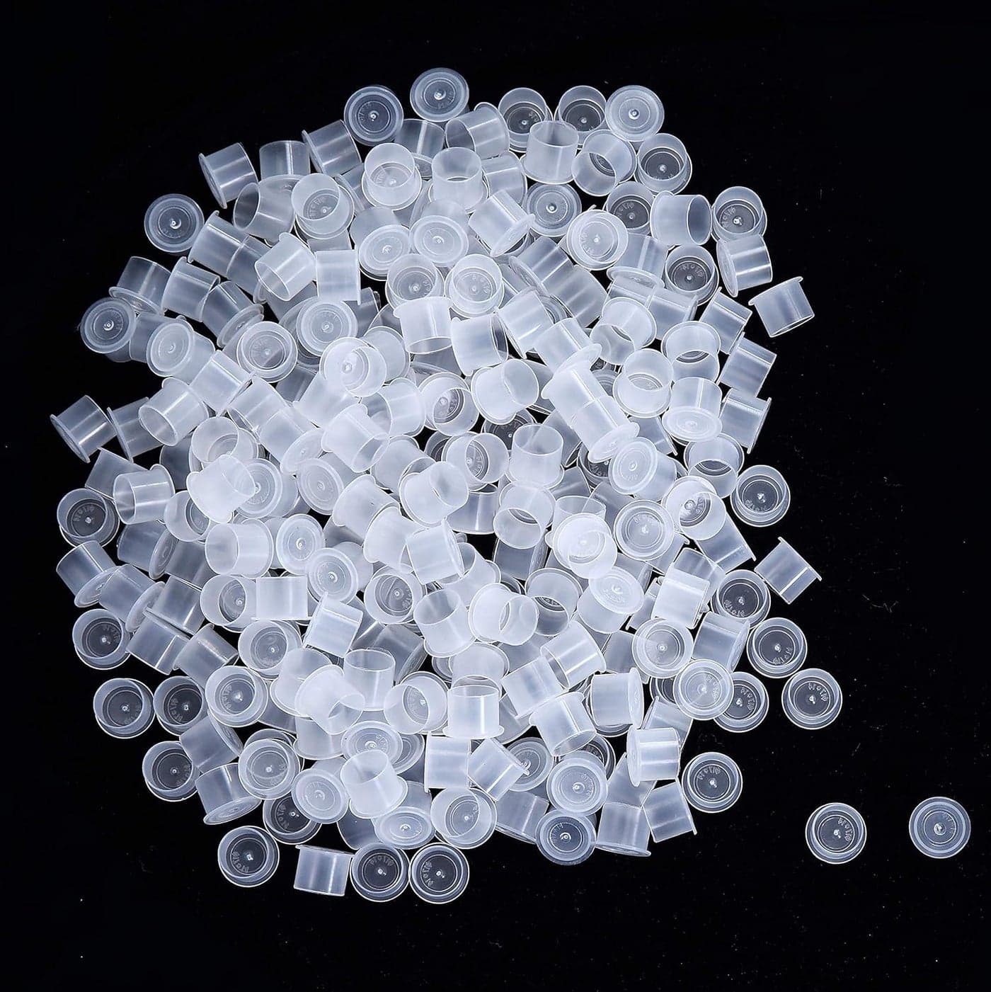 Tattoo Ink Caps Large,500pcs White Plastic Disposable Microblading Makeup Ink Cups Caps with Base, Pigment Ink Cap Sizes 17mm Large Ink caps