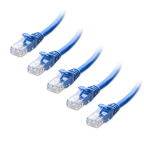 Cable Matters 10Gbps 5-Pack Snagless Cat 6 Ethernet Cable - 7ft, Cat 6 Cable, Cat6 Cord, Ethernet Cord, Blue