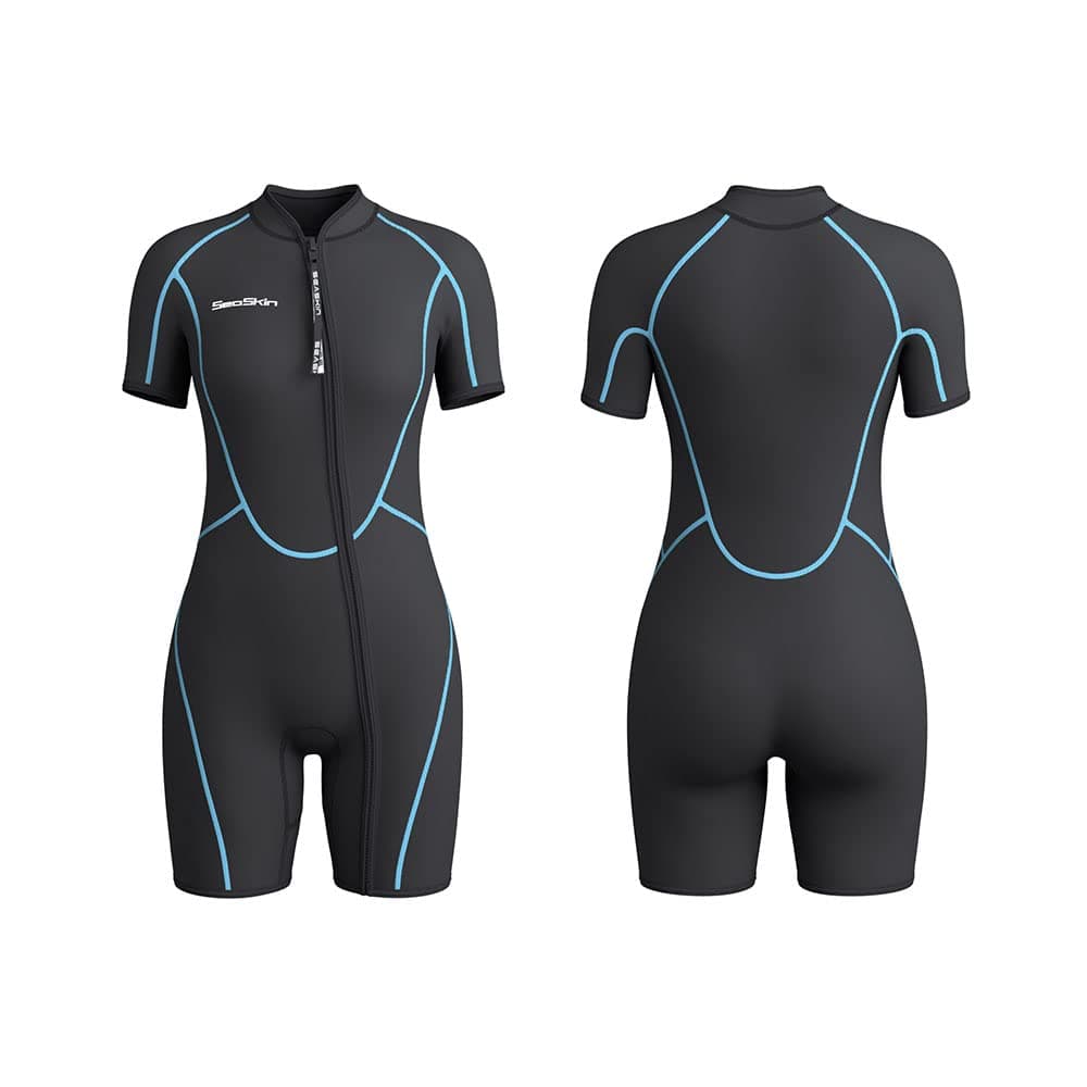 Seaskin Mens 3mm Shorty Wetsuit Womens Full Body Diving Suit Front Zip Wetsuit for Diving Snorkeling Surfing Swimming Large