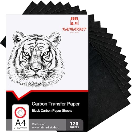 Raimarket 120 Sheets Carbon Paper for Tracing Durable SmudgeResistant Graphite Transfer Paper for Drawing Sketching Craft Projects Black Copy Paper for Wood Canvas Fabric Art Surfaces