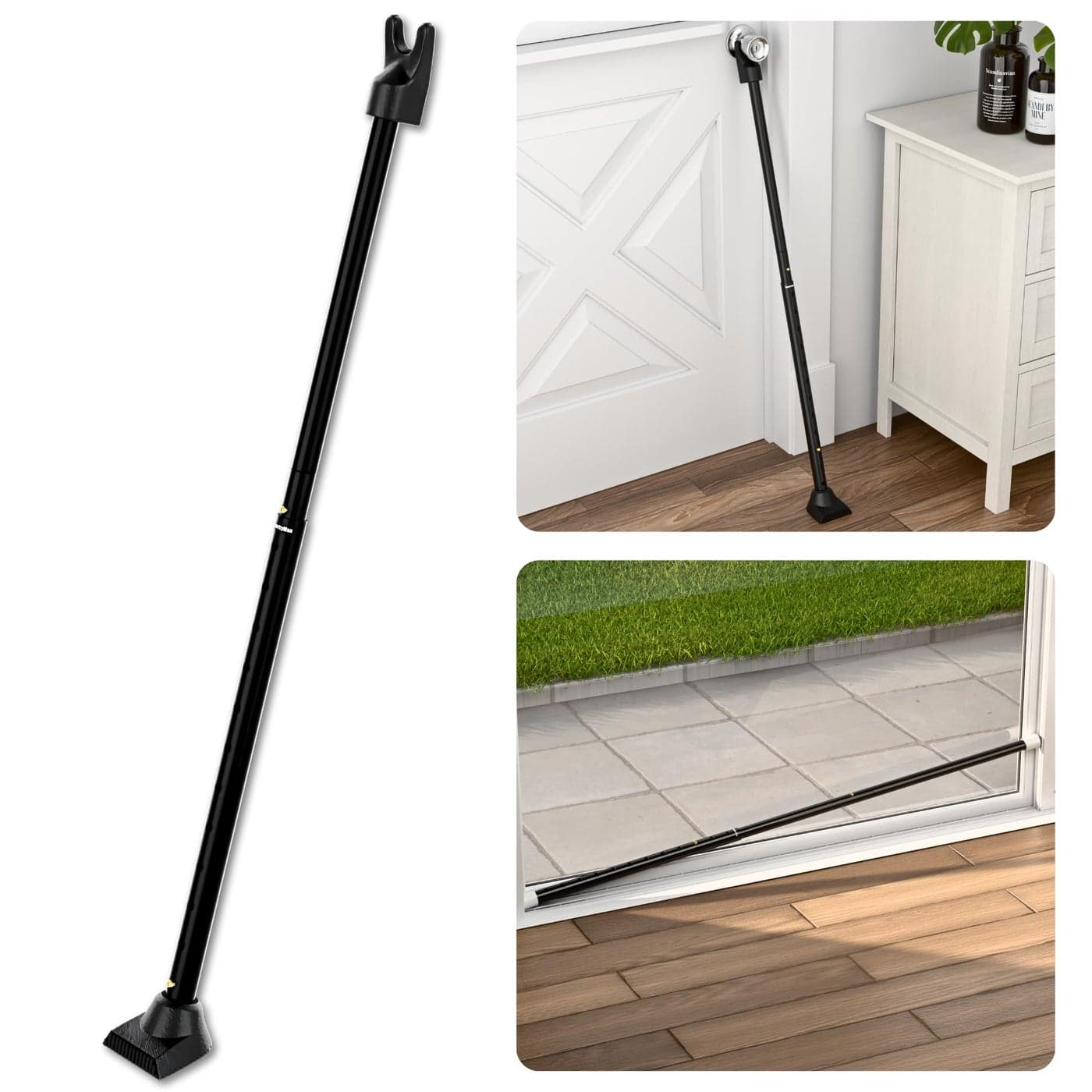 SECURITYMAN 2in1 Door Security Bar Sliding Door Security Bar Door Jammer Constructed of High Grade Iron Black Door Stoppers Security Bar