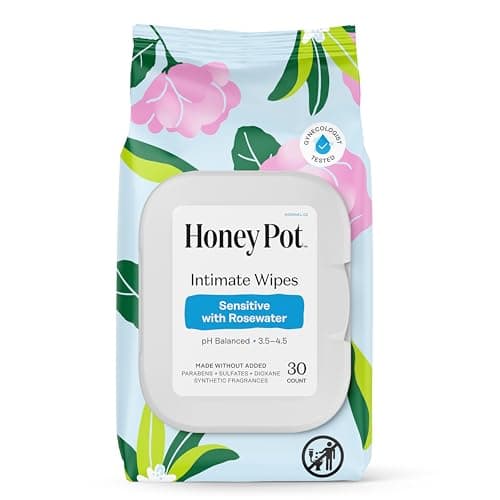The Honey Pot Company Feminine Wipes Daily PH Balancing Fragrance Sulfate Free Wipes for Intimate Parts Body or Face Hygiene Products Bergamot Rose 30 ct