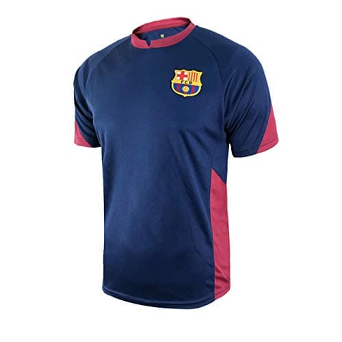 Spanish Primera Liga Barcelona Boys Short Sleeve Game Polyshirt, Navy, Medium