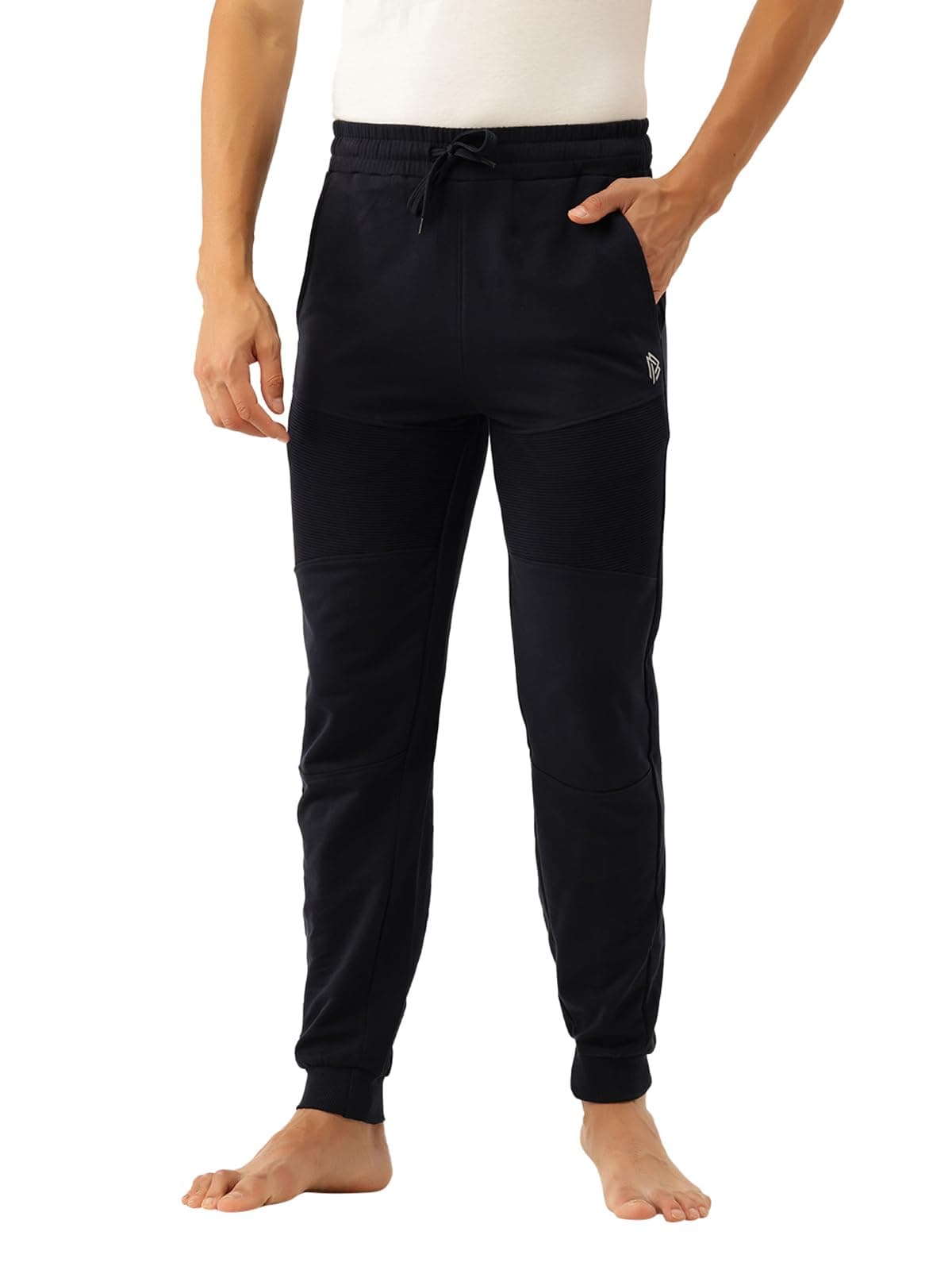 John Players Men’s 100% Terry Cotton Joggers with Pocket Ribbed Front Panel & Side Pockets – Navy Blue | Trendy Mens Joggers Track Pants, Gym Track Pants for Man, Lower for Man Cotton JLB005M08 (S)