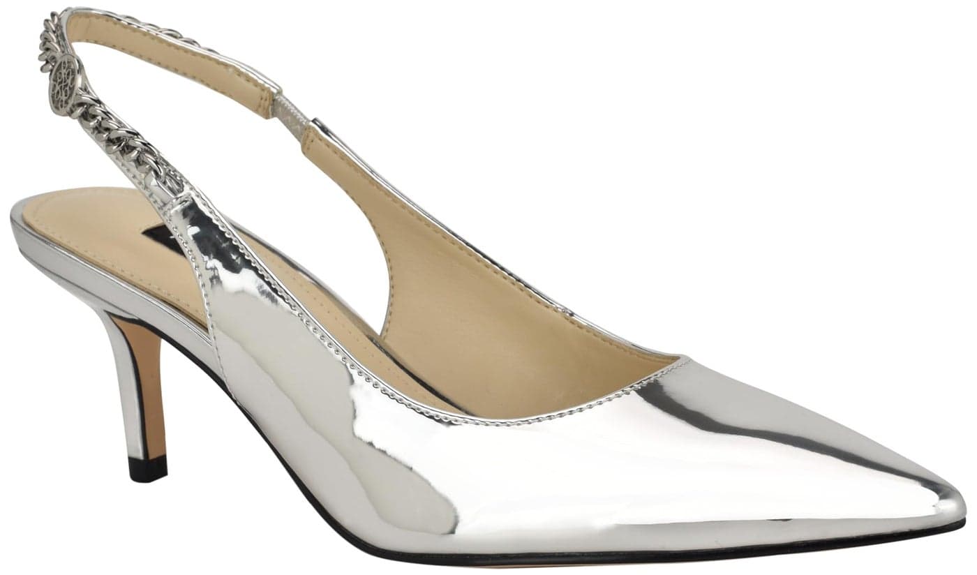 Nine West Womens Annae Pump Silver Mirror Metallic 040 95