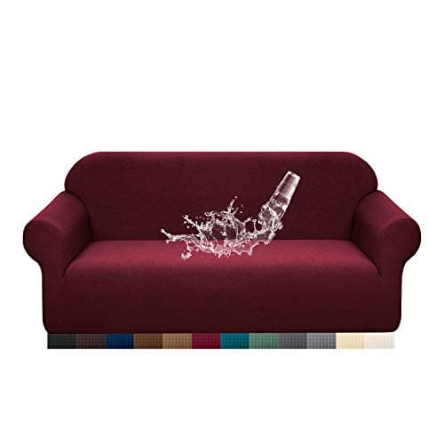 Granbest Premium Waterproof Sofa Cover High Stretch Couch Slipcover Super Soft Fabric Couch Cover (Wine Red, Medium)
