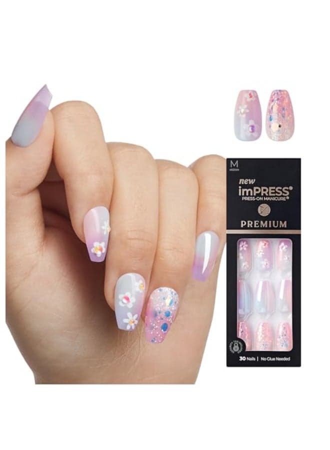 KISS imPRESS Premium Press On Nails Style Portal Purple Medium Coffin No Separate Tabs Nail Kit Contains 30 Fake Nails Prep Pad Mini Nail File and Manicure Stick