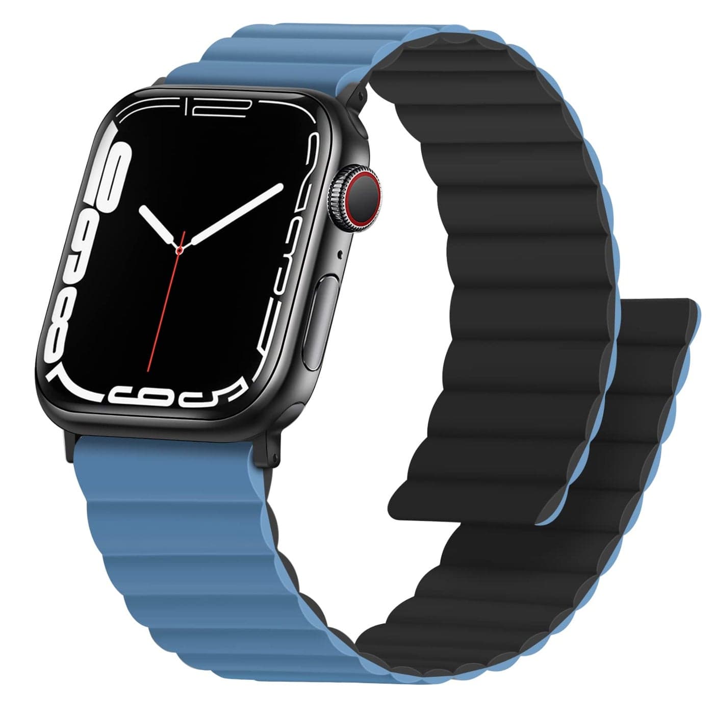 Anlinser Magnetic Bands Compatible with Apple Watch Band 49/46/45 44/42/41/40/38mm, Women Men Double Side Reversible Strap for iWatch Ultra 2 Series 10/9/8/7-1 SE (49/46/45/44/42, Black/Blue)