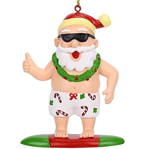 Tree Buddees Surfing Santa Christmas Surfer Ornament