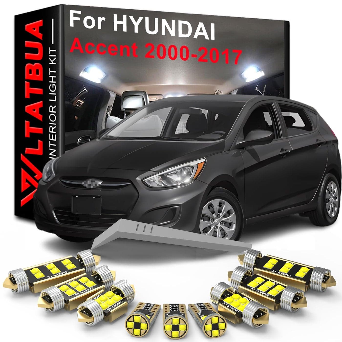 WLTATBUA LED Interior Light Kit Replacement for HYUNDAI Accent LC MC RB RC 2000 2001 2002 2003 2004 2005 2006 2007 2008 2009 2010 2011 2012 2013 2014 2015 2016 2017