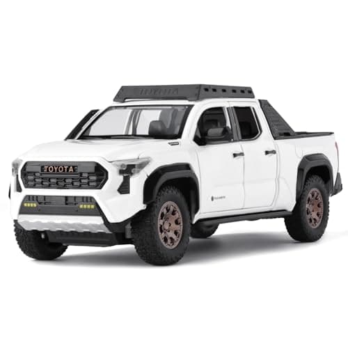 FRJV Toy Trucks for Boys 1 24 Diecast Cars Tacoma Toy TruckCollectible Metal Pickup Trucks Model Car KitsPull Back Tacoma Truck Toy with Lights and SoundsToy Trucks for Boys Age 47White