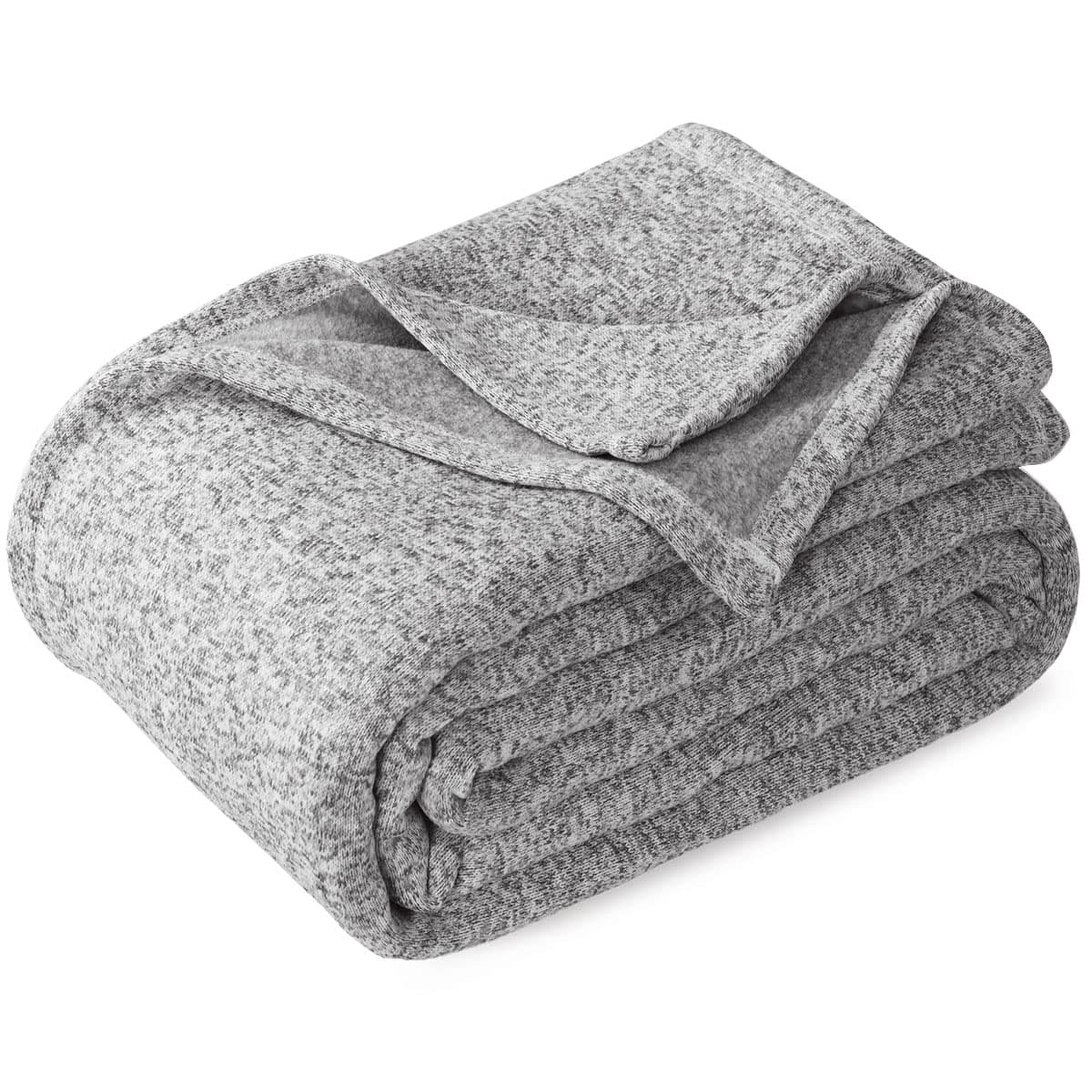 KAWAHOME Summer Sweatshirt Blanket Queen Size for BedLightweight Breathable BlanketsSoft Thin Knit Jersey Blanket for Hot Sleepers90 X 90 Inches Heather Grey