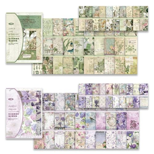 SIBLYMONA 200Pcs Vintage Decoupage Paper Antique Looking Floral Rice Paper for Crafts Scrapbooking Junk Journal Supplies for Furniture SetB