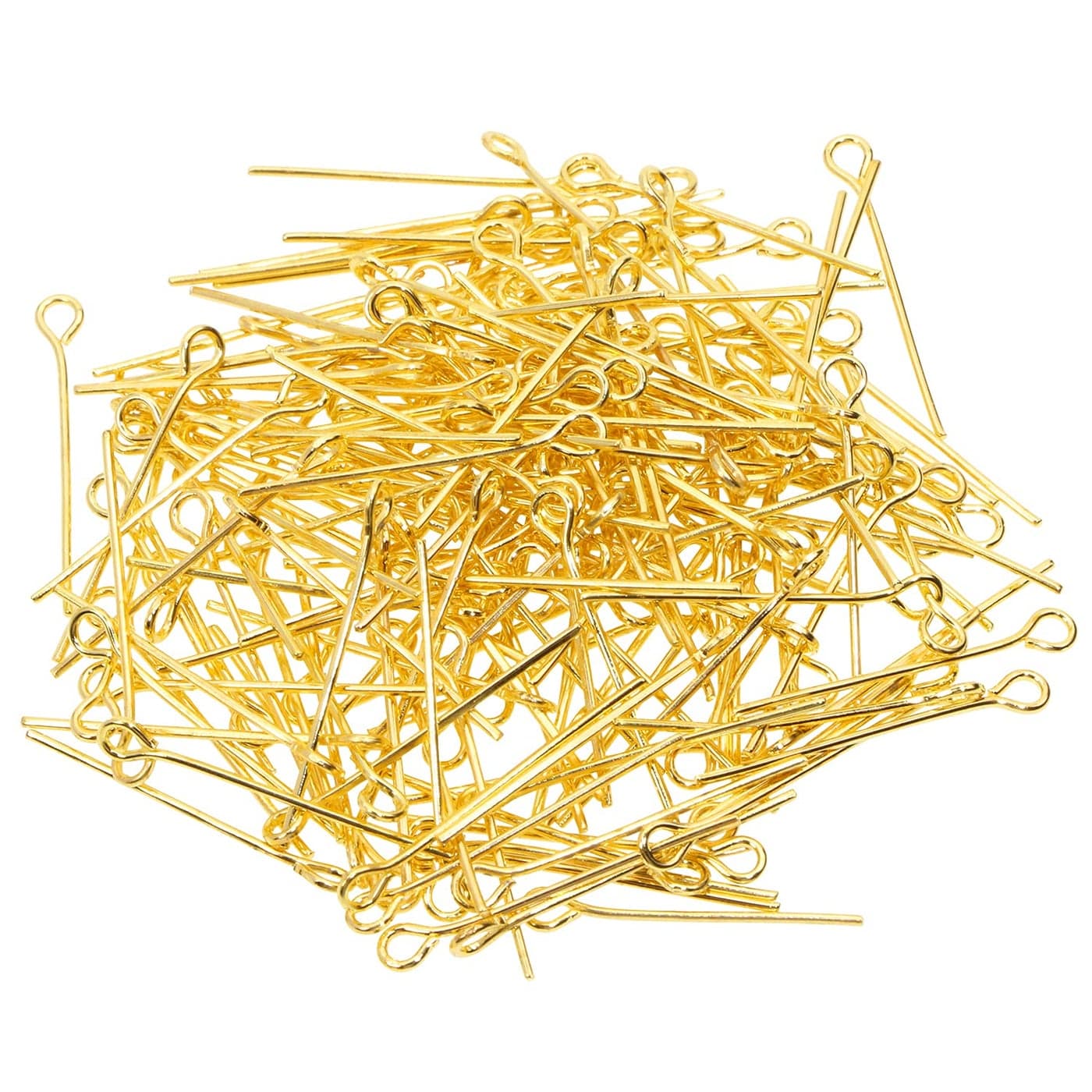 Shapenty 500PCS Mini Metal Wire Eyepins Beading Small Open Eye Head Pins Needles Bulk for DIY Craft Bead Earring Pendant Necklace Bracelet Jewelry Charm Finding Making Gold 24mm1Inch