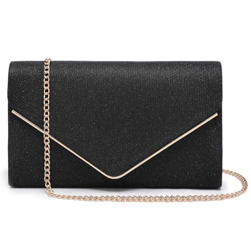 Dasein Women Glistening Clutches Handbags Evening Bags Wedding Purses Cocktail Prom Party Clutches (Black)