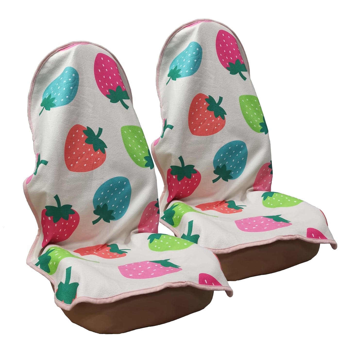 LoyaGour Car Seat Cover Protector Front Seatsfor Gym WorkoutRunningSwimmingBeach and HikingWaterproof Sweat Towel Bucket Seat Covers for Cars SUV Trucks Strawberry 2Pcs