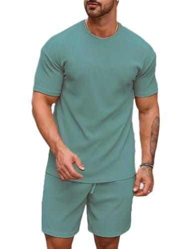 SMOWKLY Men Cotton Solid Pyjama Set || T-Shirt and Shorts Set || Night Wear || Night Suit (1166_MTNS_RM_XL), Rama Green