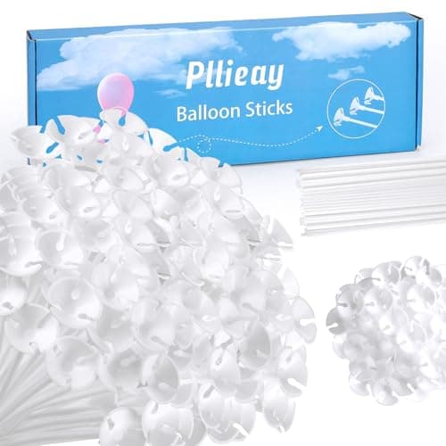 Pllieay 300 Pieces 16 Inch White Plastic Balloon Sticks Holders with Balloon Cups Reusable Balloon Stand Balloon Sticks for Centerpieces Wedding Birthday Party Anniversary Decoration