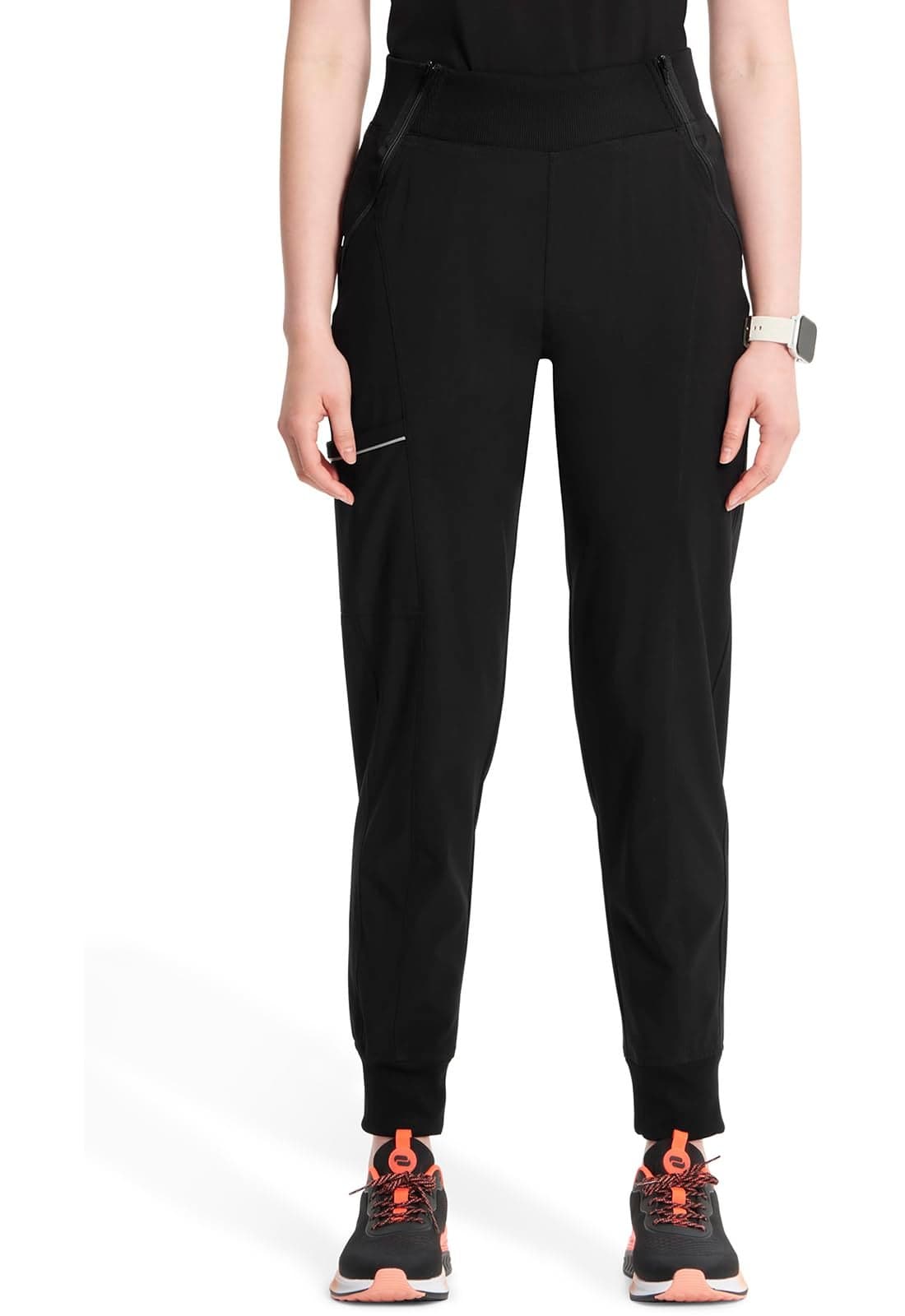 Infinity Women's Scrub Jogger Pants Mid Rise Bottoms with 5 Pockets, Moisture Wicking & 360° Stretch Fabric - CK110AT, S Tall Black