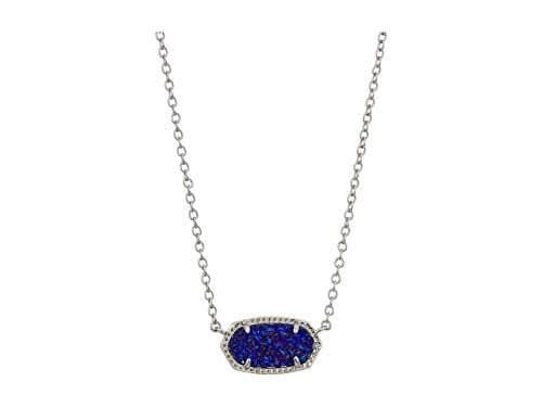 Kendra Scott Elisa Pendant Necklace for Women, Fashion Jewelry, Rhodium-Plated, Indigo Blue Drusy