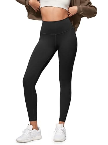 ODODOS Buttery Soft Lounge Yoga Leggings for Women 7/8 Length 25" High Waist Yoga Pants, Black, Large