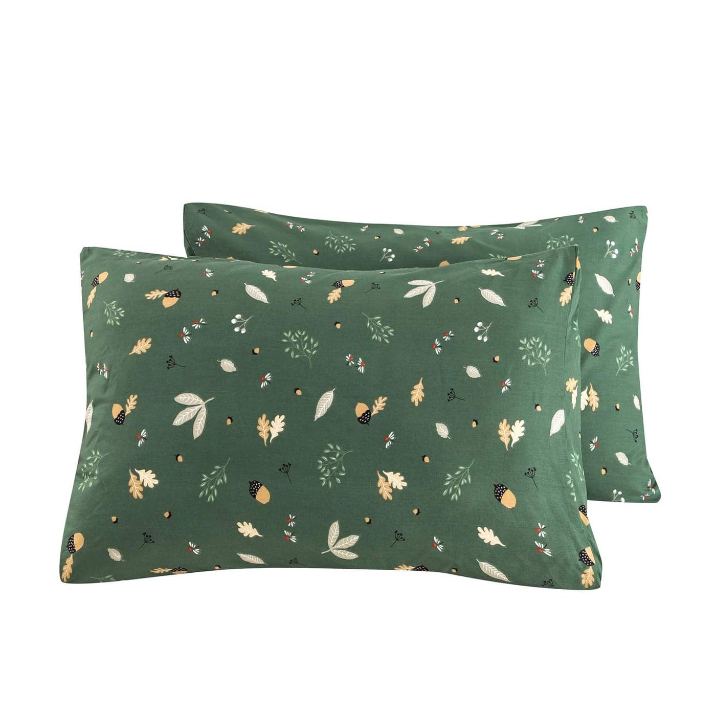 YuHeGuoJi Botanical Pillow Cases Set of 2 Queen 100 Cotton Sage Green Plant Pillow Covers Decorative Beige Grey Leaves Pillow Encasement Envelope Closure 2 Pack 20x26
