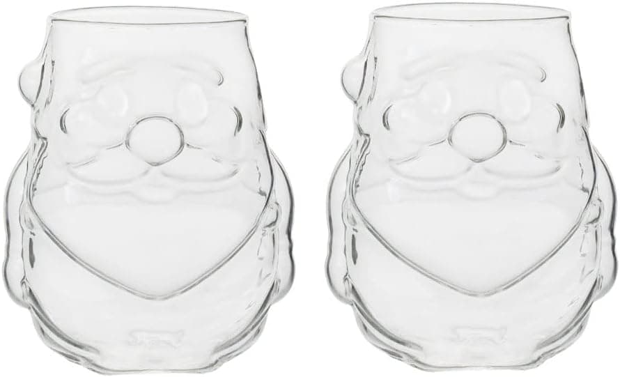 Santa Claus Shaped High Borosilicate Clear Glass Mug Teacup Juice Cup Milk Cup2 pcs