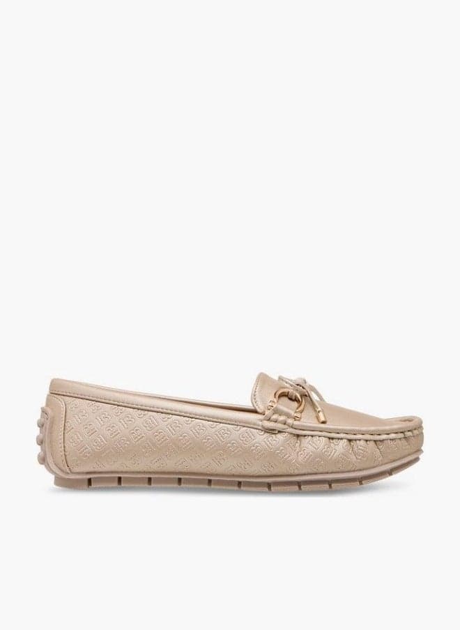Monogram Embossed Moccasins with Bow Accent — 39 EU