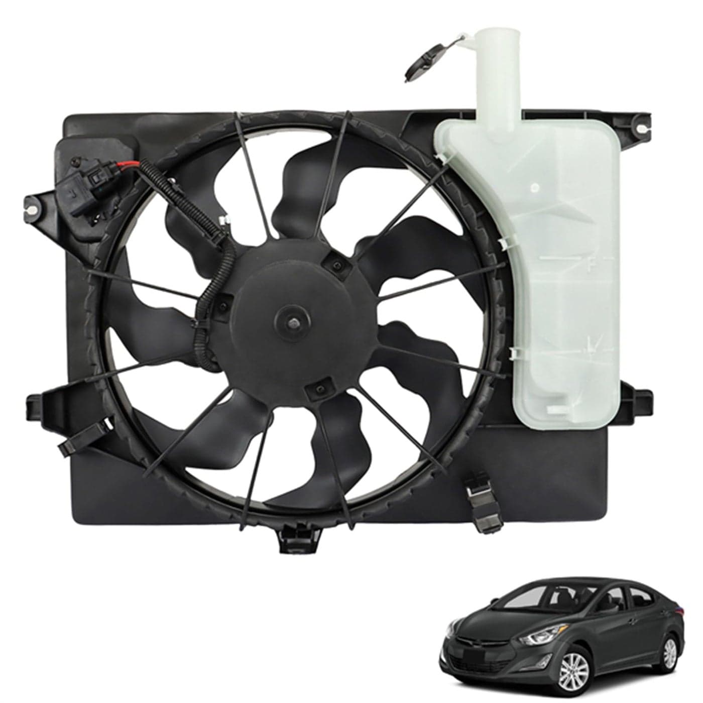 SEBLAFF 621528 253803X100 Black Radiator Cooling Fan Assembly Replacement for 20112015 Elantra CoupeSedanGt HY3115133