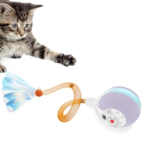 YVE LIFE Interactive Cat Toys Ball for Indoor CatsNewly Upgraded Agile Moving Cat Ball with Elastic Mesh TailAutomatic Kitten Toys for Bored Indoor Adult CatsMotion Activated Purple