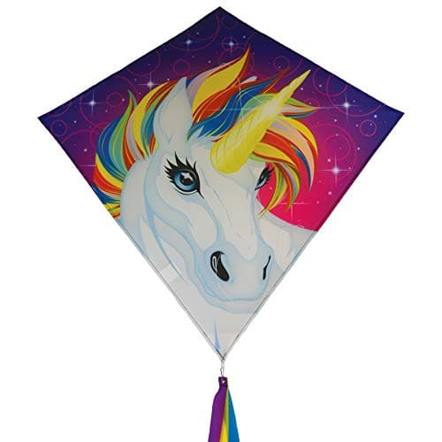 In the Breeze 3259 Unicorn 30inch Diamond Kite Single Line Fun Printed Design Includes Line and Bag