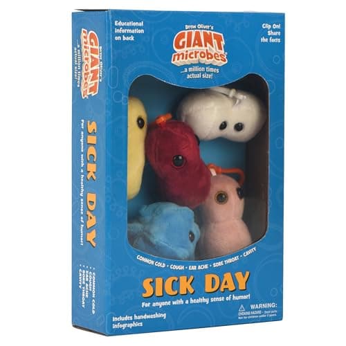 GIANTmicrobes Sick Day Themed Gift Box School Nurse Gifts Funny Get Well Gifts Get Well Soon Bag Charms Care Package Pediatrician Appreciation Hilarious Get Well Package
