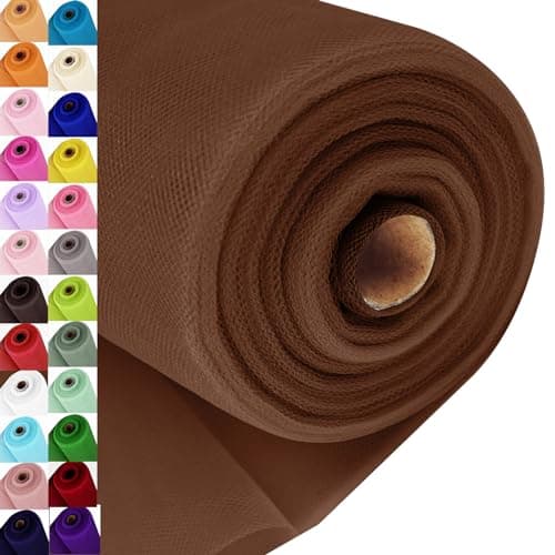 Brown Tulle Fabric Roll Spool Bolt 54 Inch by 40 Yards Large Tulle Wedding Party Decoration Tutu Skirt Table Runner Gift Wrapping Bridal Shower Soft Drape Brown