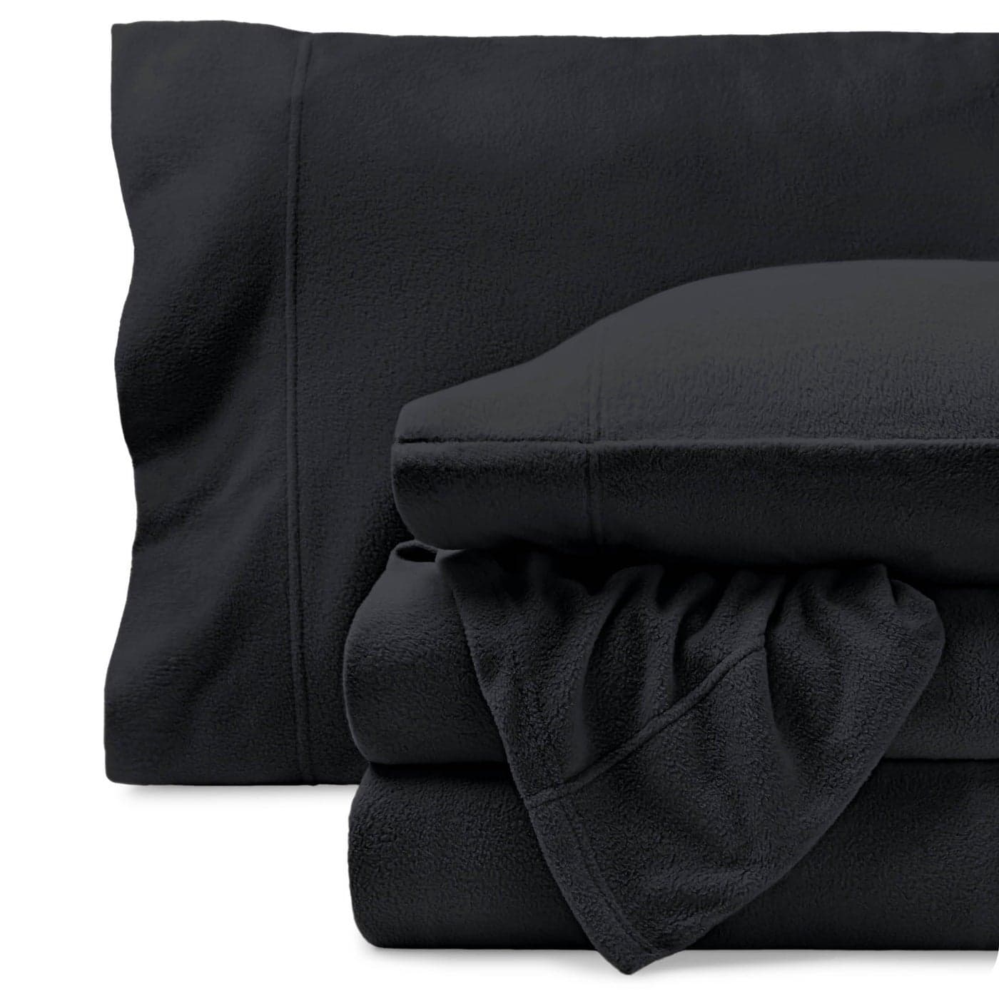 Bare Home Super Soft Fleece Sheet Set King Size Extra Plush Polar Fleece NoPilling Bed Sheets All Season Cozy Warmth King Black