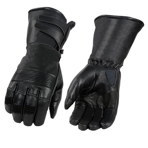 Milwaukee Leather MG7550 Men's Black Cowhide Leather Gauntlet Motorcycle Hand Gloves w/X-Long Cuff i-Touch Screen Waterproof - XX-Large