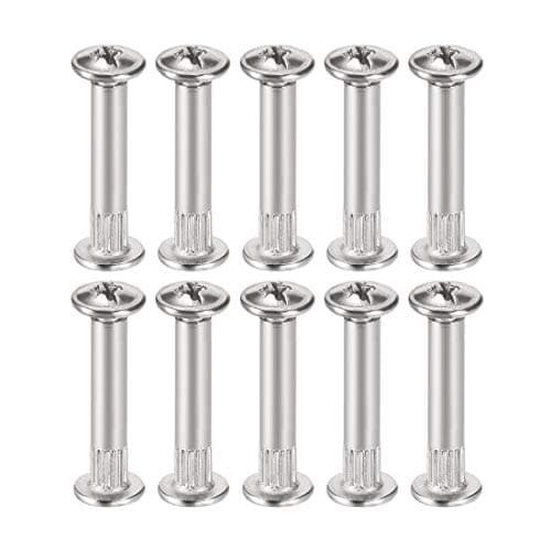 uxcell Screw Post Fit for 3/16"(5mm) Hole Dia, Female 4x25mm Belt Buckle Binding Bolts Leather Fastener Carbon Steel 10 Sets