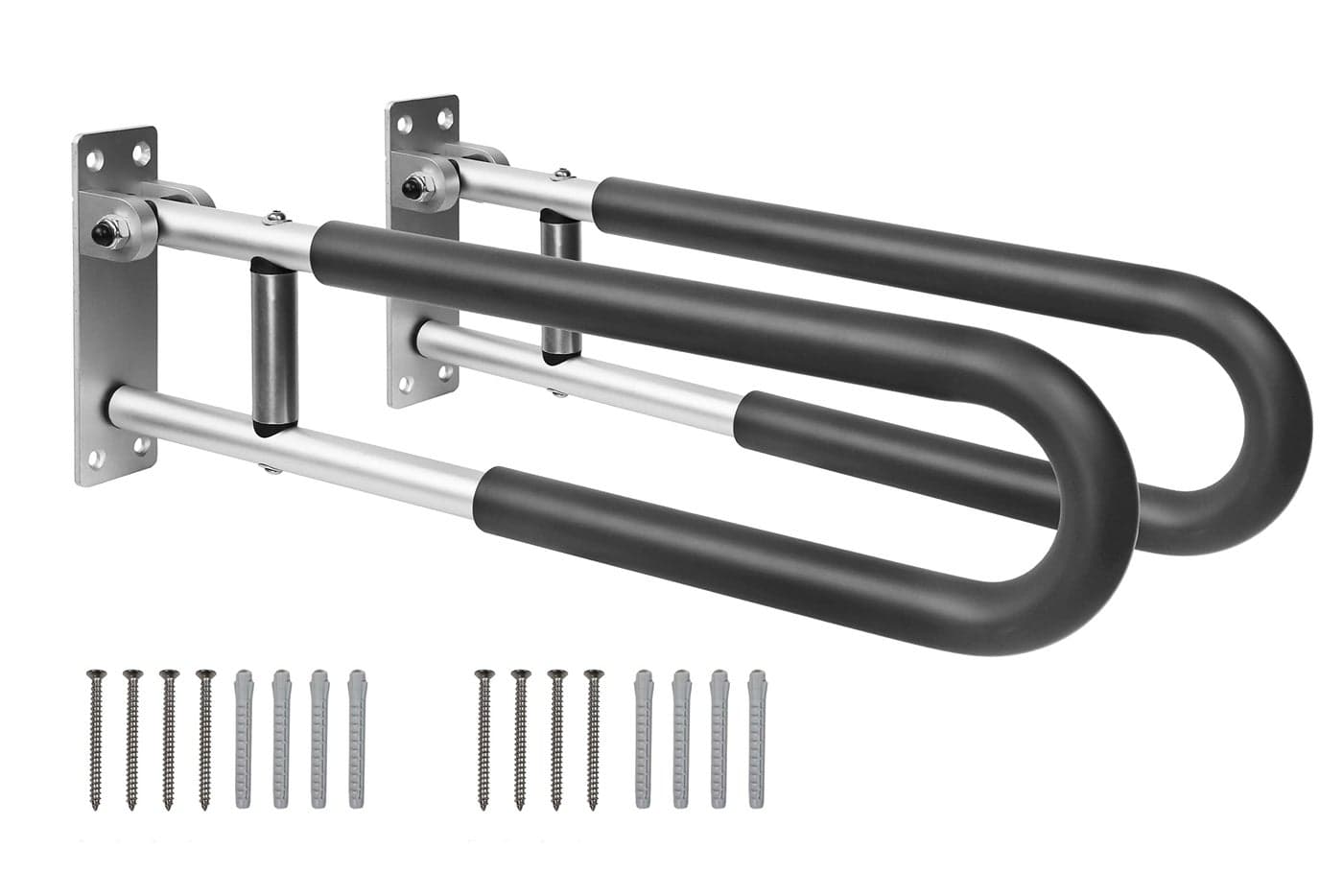 PEPE Mobility Padded Folding Grab Bars for Toilet x2 Units 23 Seniors Flip Up Bathroom Rail Wall Mounted
