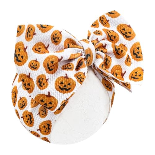 ONENINEDREAM Thanksgiving Headbands Baby Bows Pumpkin Headband Hair Accessories for Girls Nylon Headbands for Toddler Girls Orange Black Newborn Hair Bows