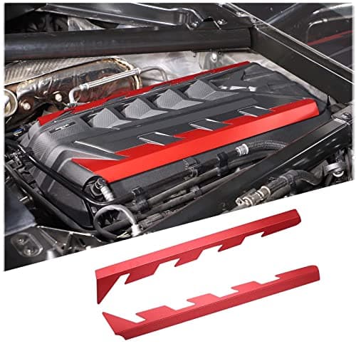 Daeiclru Engine Bay Panel Trim Cover Compatible with Chevrolet Corvette C8 2020-2026, Car Engine Edge Protector Moulding Trim Accessories 2PCS (Red)