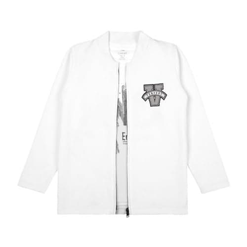 CAVIO Boys Cotton Blend Full Sleeves Zipper Jacket and T-Shirt White