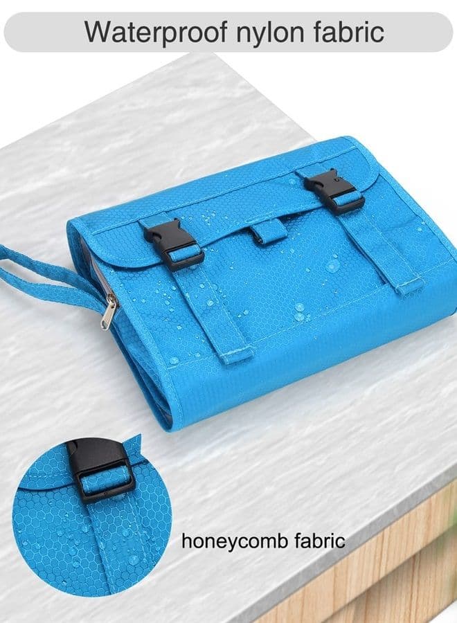 Travel Hanging Toiletry Bag for Women Men Large Capacity Makeup Bag Waterproof Cosmetic Storage Organizer Case for Bathroom Shower (Blue)