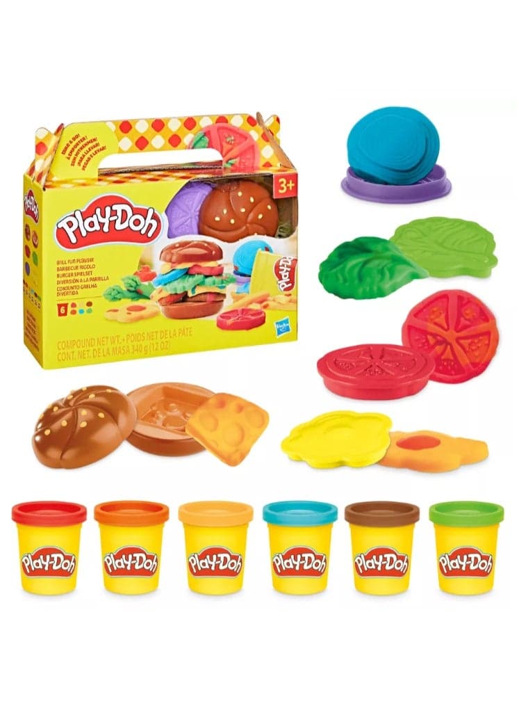 Play-Doh Grill Fun Playset | 12-Piece Creative Play Food Set | Modeling Compound Toy for Kids Ages 3+