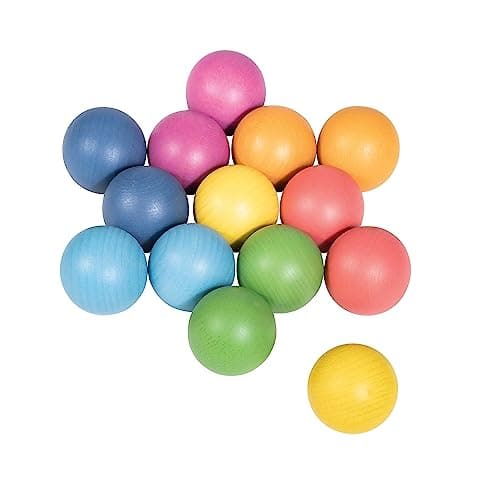 TickiT Rainbow Wooden Balls Set of 14 Loose Parts Wooden Toy for Babies and Toddlers 10m Inspire Curiosity and OpenEnded Play