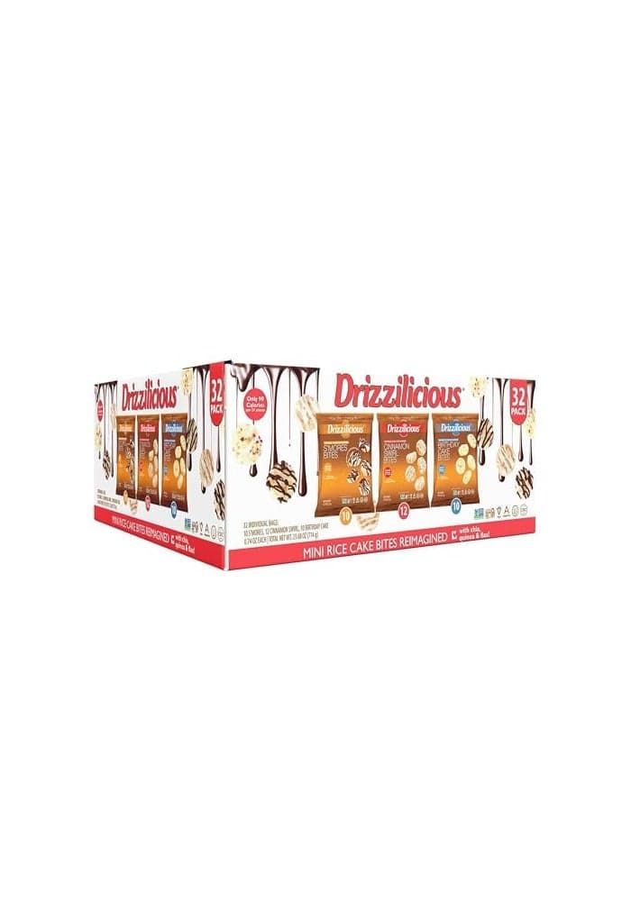 Drizzilicious Mini Rice Cakes Variety Pack Rice Crisps Healthy Snack for Adults and Kids Flavored Rice Cakes Vegan Gluten Free Allergen Free Only 90 Calories Per Bag 74 oz Pack of 32