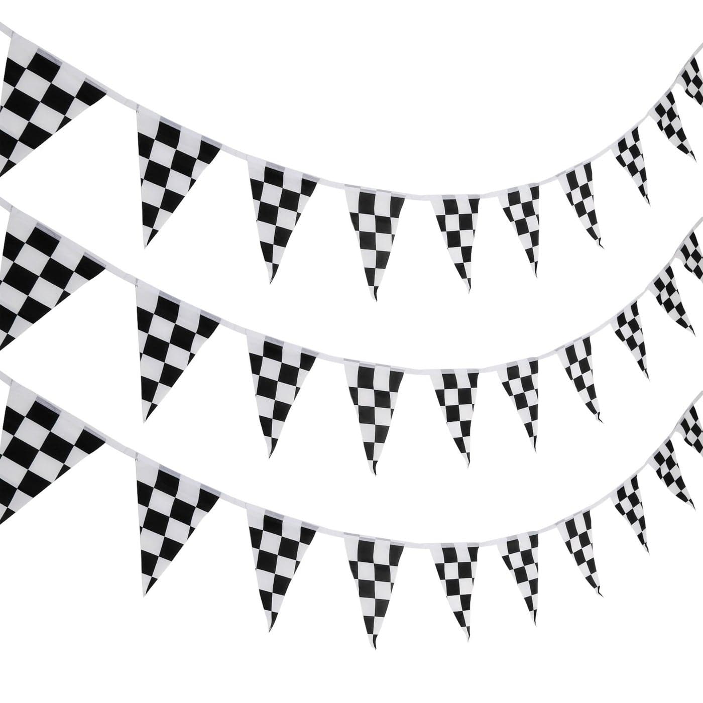 Pangda 10 Meters Checkered Flags Black and White Pennant Racing Banner Race Car Birthday Sport Party Decor