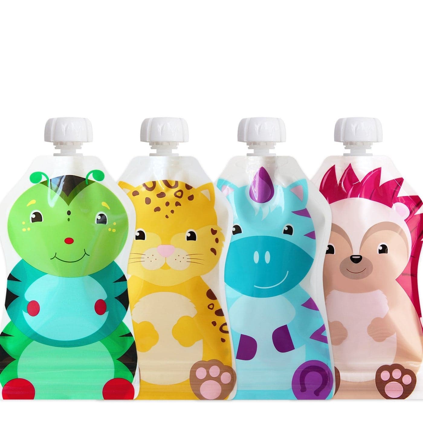 ChooMee Reusable Baby Food Pouches BPA Free Fill with Baby Food Applesauce Yogurt and Purees Leakproof Double Lock Zipper Easy Fill and Clean Wide Bottom 5 oz 4 Pack SnakPack FreshSquad